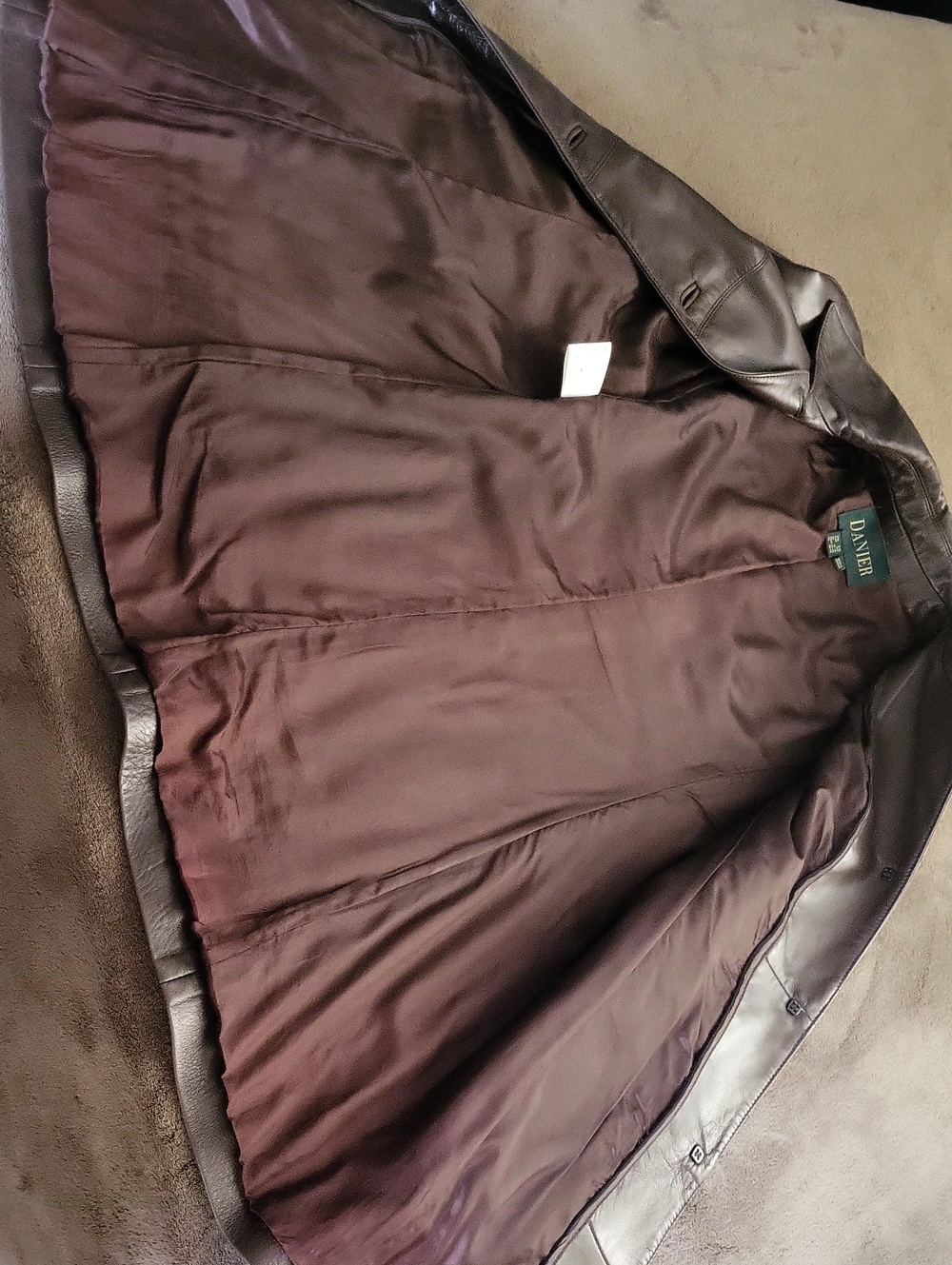 Vintage Danier Mid-length Leather Jacket Trench Coat w Pockets Sz S Dark Brown - Picture 10 of 16